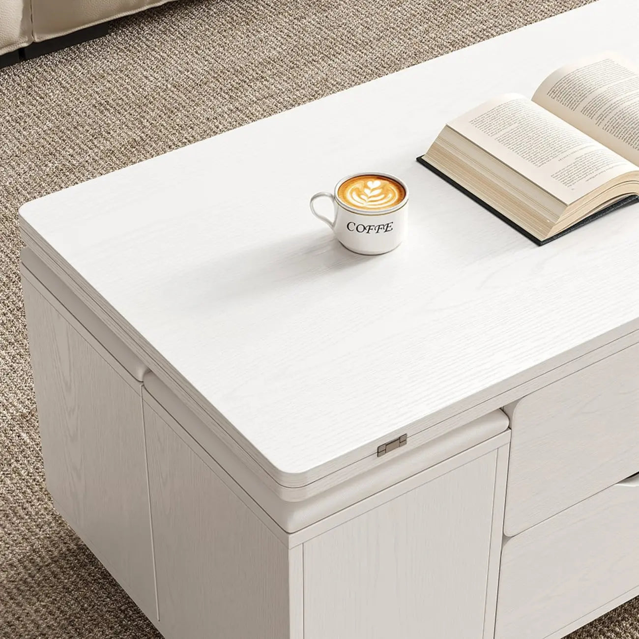 Foldable Lift-Top Coffee Table with 4 Stools & Storage – Image 24