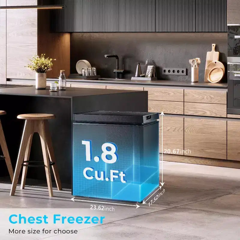 ZAFRO 1.8 Cu.ft Chest Freezer, Compact Deep Freezer with 2 Baskets & Adjustable Temp, Top Open Door for Home, Dorm,Kitchen,Bar – Image 5