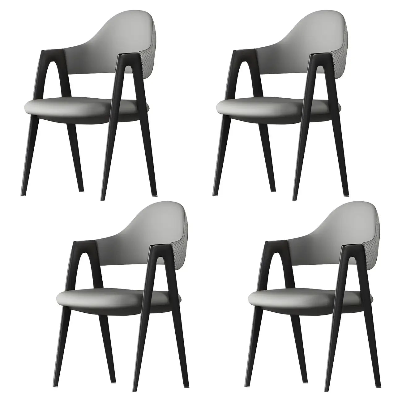 Modern Leather Curved Open Back Arm Dining Chair – Image 30