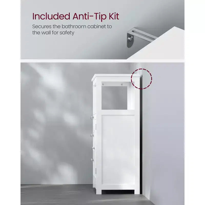 VASAGLE Floor Storage Cabinet, Storage Unit with 3 Drawers, Cabinet Freestanding, Adjustable Shelf ,White – Image 7
