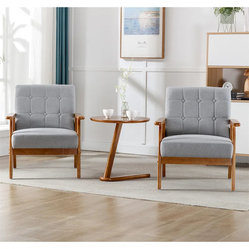 Mid Century Modern Accent Chairs Set of 2 with Side Table – Image 38