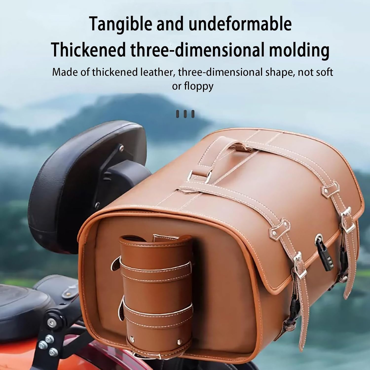 Top case de moto rétro, coffre universel épais et étanche, coffre de voyage avec serrure à combinaison de sécurité et poignée de transport, valise de rangement pour casque de moto, aspect élégant ( Co – Image 4