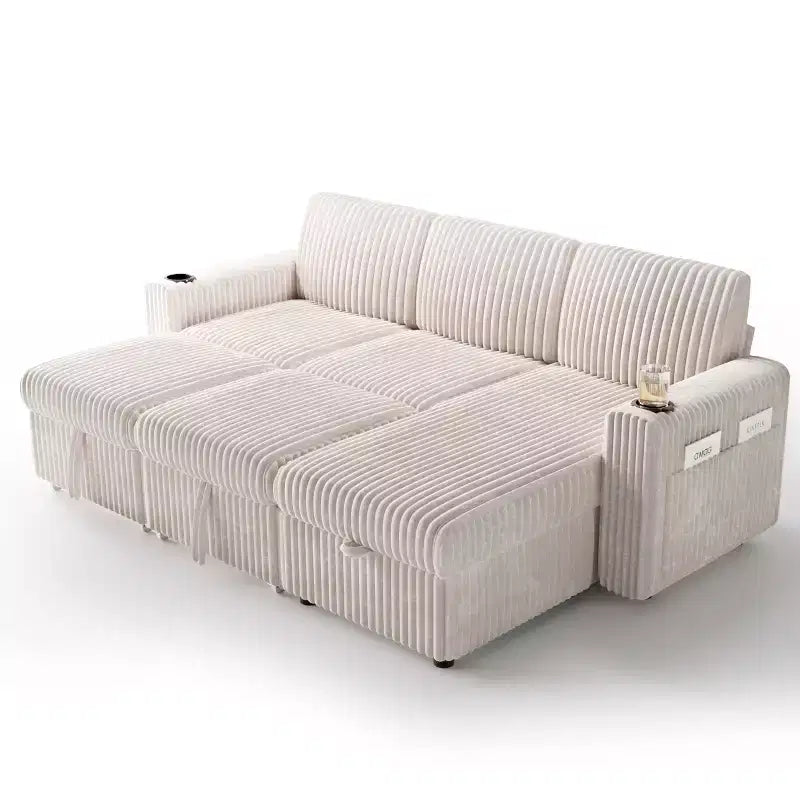 L-Shaped Sectional Sleeper Sofa with Pull-Out Bed, USB Ports & Storage – Image 14