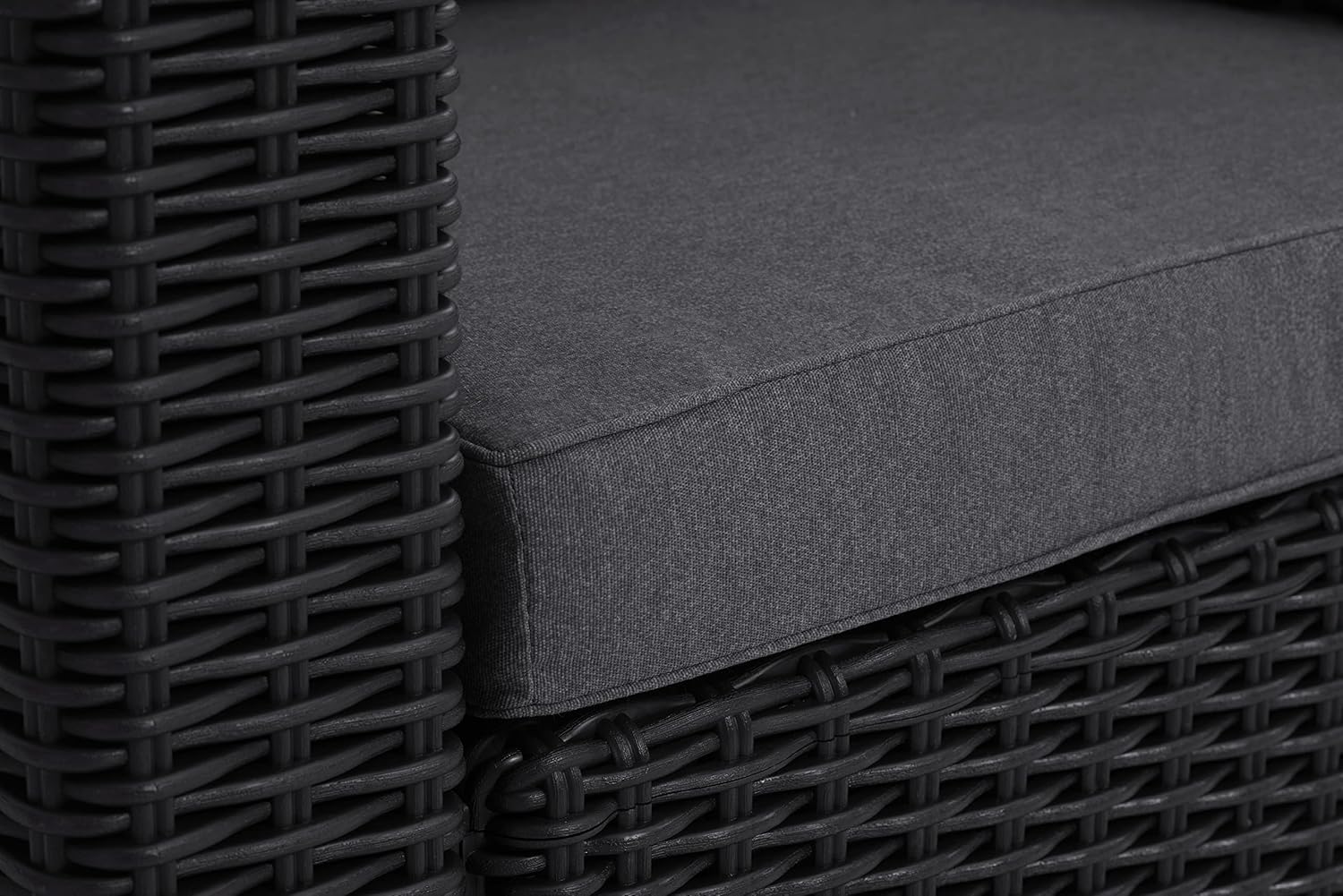 Allibert by Keter California Canapé de Jardin 3 Places avec Coussins d'assise et de Dossier, en Plastique, Aspect rotin, Rond, Graphite/Gris Froid, 199 x 68 x 72 cm – Image 4
