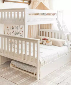 Max & Lily Solid Wood Bunk Bed, Twin over Full with Storage Trundle and Ladder for Kids