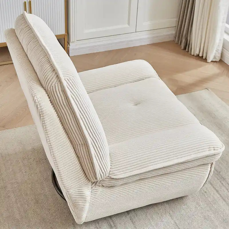 Corduroy Swivel Glider Recliner, Footrest for Living Room – Image 27
