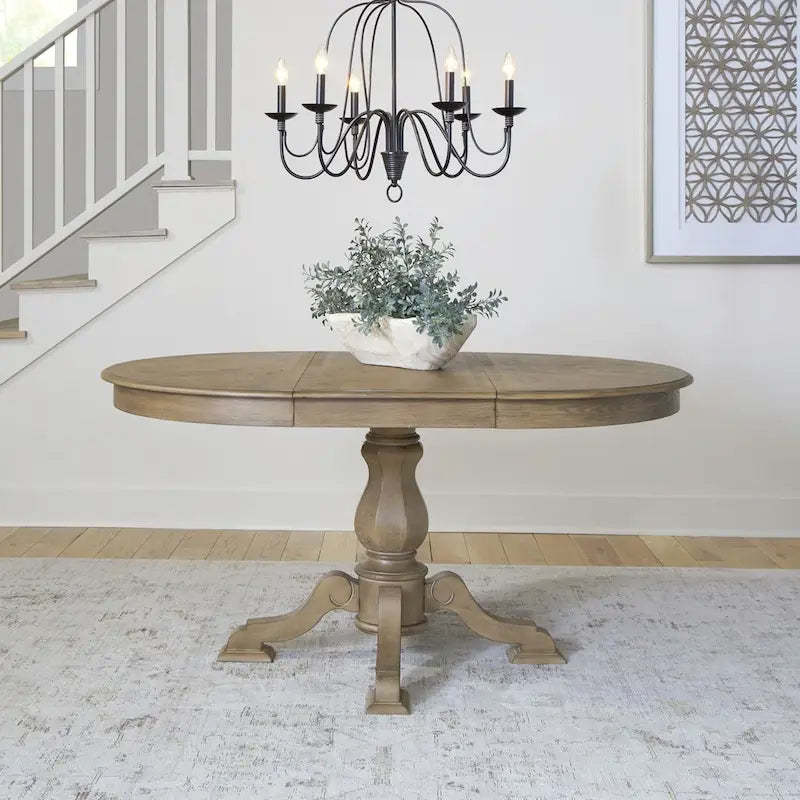 Magnolia Manor Round Pedestal Dining Table with Expandable Leaves - 2 Finishes – Image 3