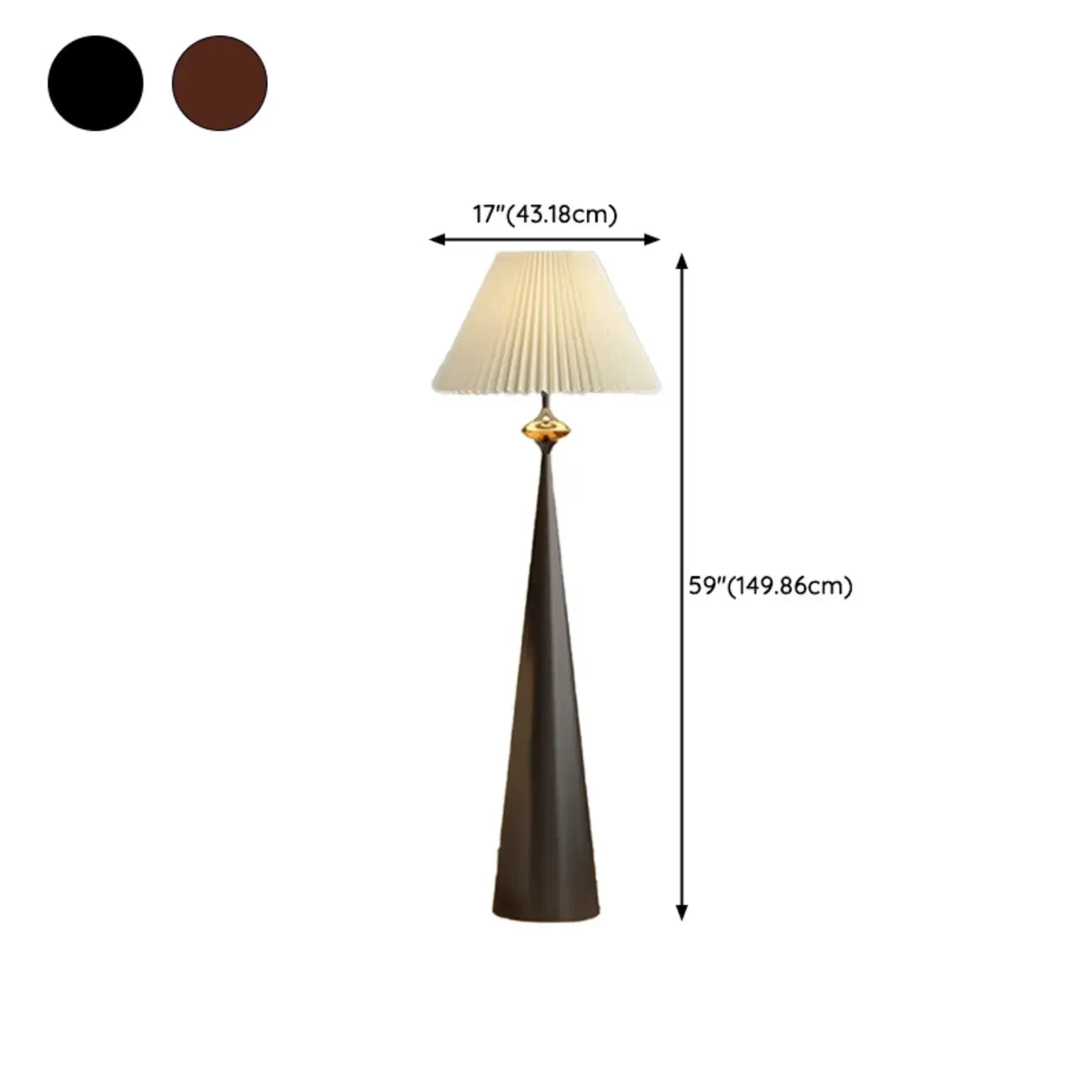 Contemporary Tapered Metal Floor Lamp Fabric Shade – Image 14