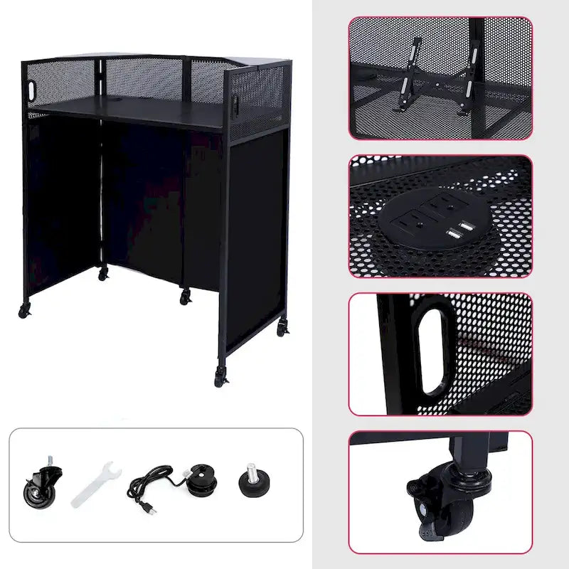 Portable DJ Booth Table Set with Integrated Lighting Scrims, Sturdy Carry Case, and Compact 40x20 inch Dimensions – Image 8