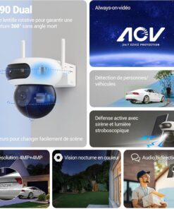 Alternative view of EZVIZ 8MP(4MP+4MP) Camera Surveillance WiFi Exterieure sans Fil à Double Objectif Motorisé, Camera Exterieur Solaire, Mode Always-on, Détection de Personne/Véhicule, CB90 Dual+8W Panneau Solaire