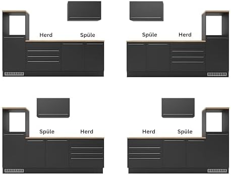 Stella Trading Jazz 6 Cuisine Moderne sans électroménager, Anthracite, Aspect chêne Artisan - Cuisine intégrée spacieuse avec Beaucoup de Rangement - 260 x 200 x 60 cm L/H/P – Image 9