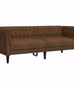 vidaXL 3-Seater Chesterfield Sofa - Brown Fabric Upholstered Living Room Settee - Stylish & Comfortable Furniture