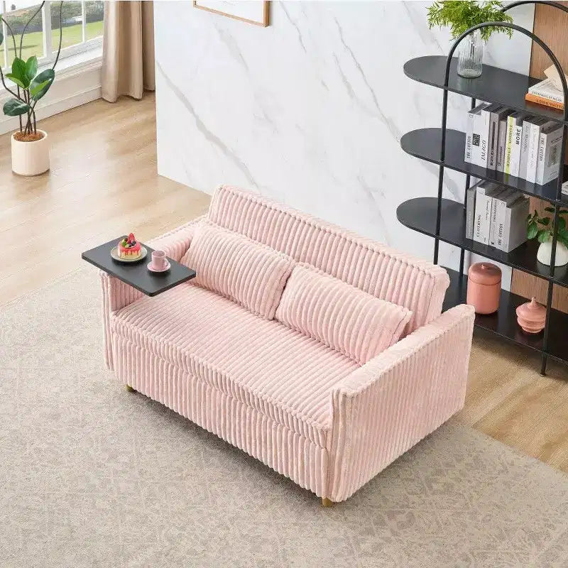 TUYOHW Space-Saving Convertible Sofa,Corduroy Sofa Bed with Movable Tabletop & USB Port,Multi-Functional Loveseat for Living Room – Image 25