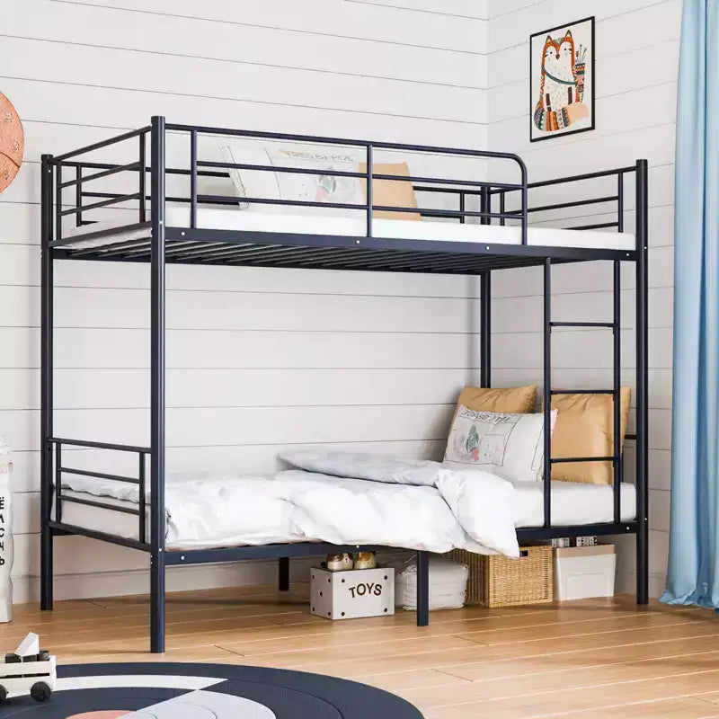 Karl Home Twin Over Twin Steel Bunk Bed Frame Ladder Bedroom Dorm Room for Kids Adult Children – Image 30
