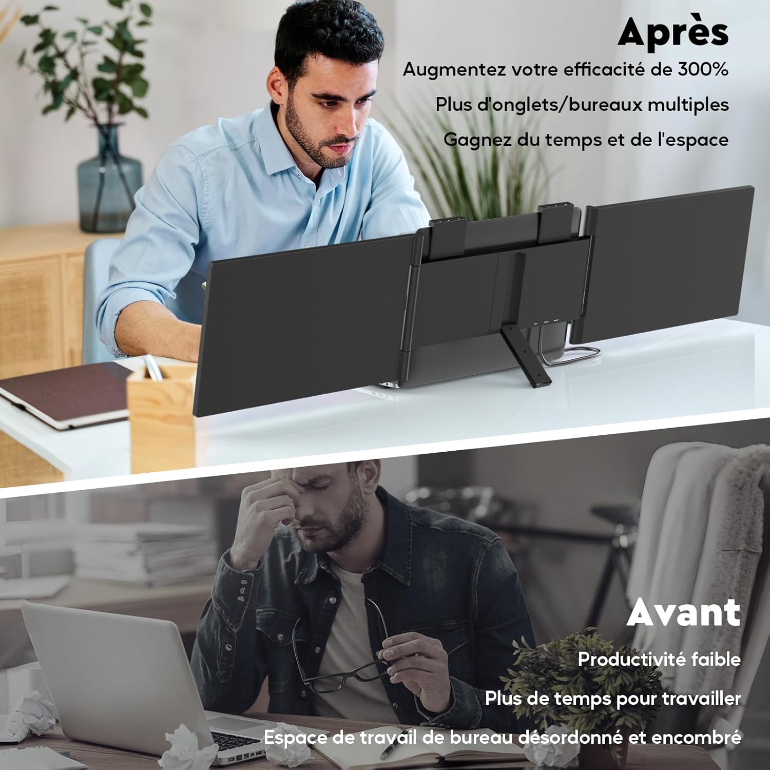 Moniteur pour Ordinateur Portable 14 FHD 1080P IPS, Triple Écran Portatif USB C, Extension Écran pour Ordinateur Portable 14-16 Compatible avec Mac, Windows, Chrome, Switch, PS45 – Image 7
