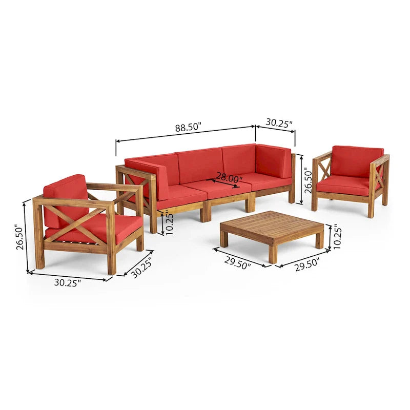 Brava Outdoor Acacia Wood 6-piece Chat Set by Christopher Knight Home – Image 20