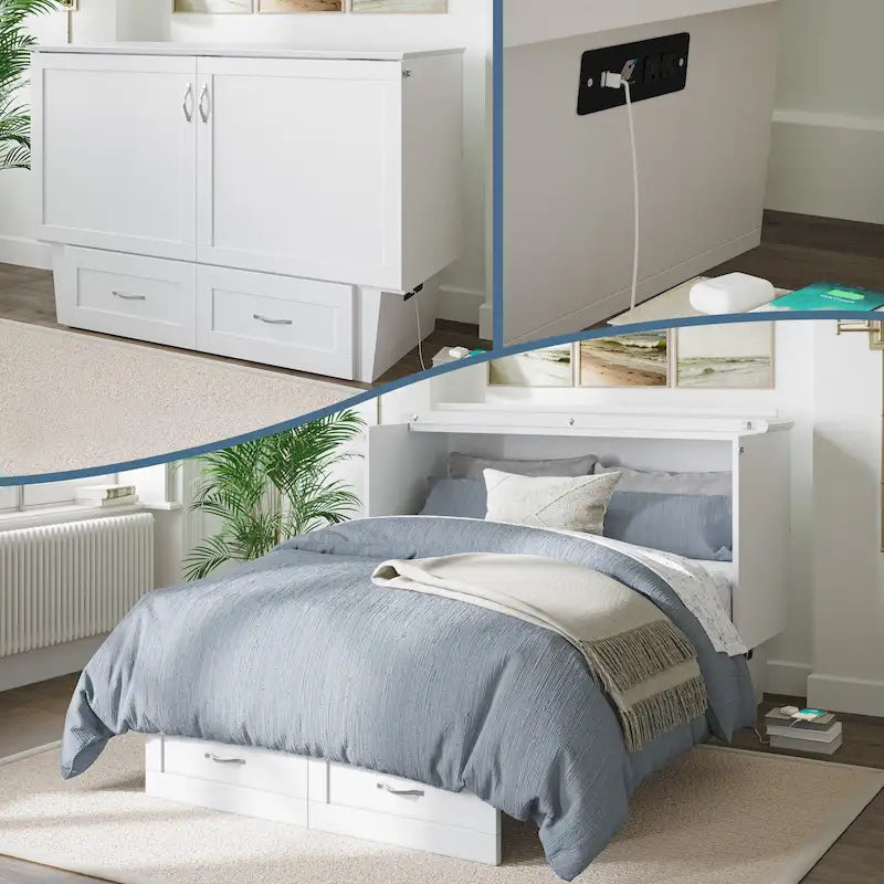 Monroe Full Murphy Bed Chest with 6 Memory Foam Mattress – Image 2