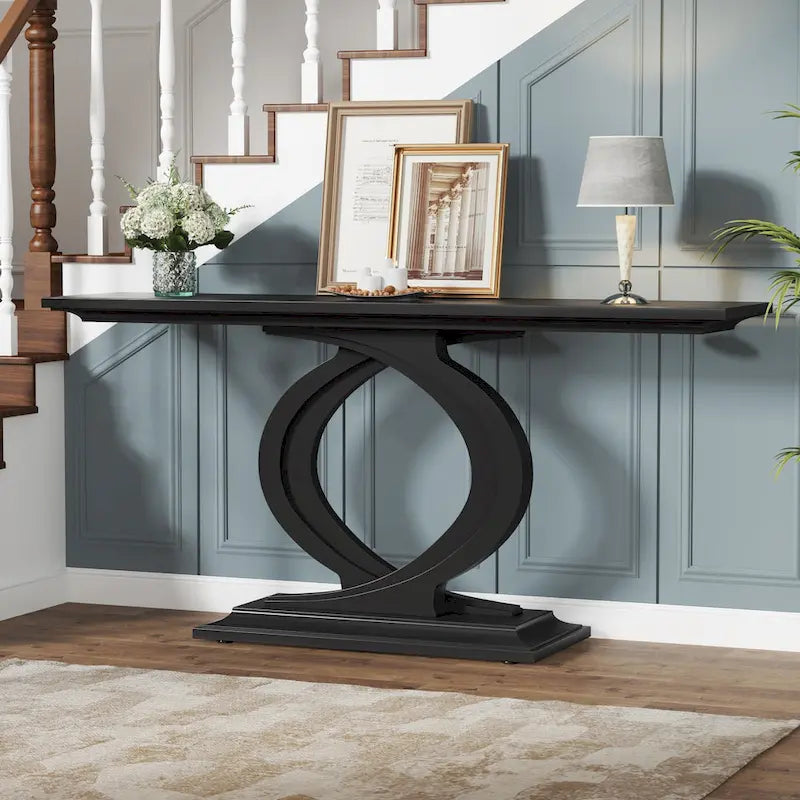 59 Inch Console Table for Entryway, White Farmhouse Sofa Tables for Living Room – Image 12