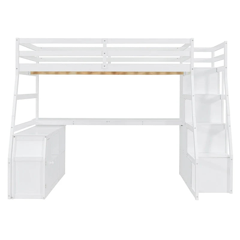 Full Pine Loft Bed with Desk and Storage – Image 18
