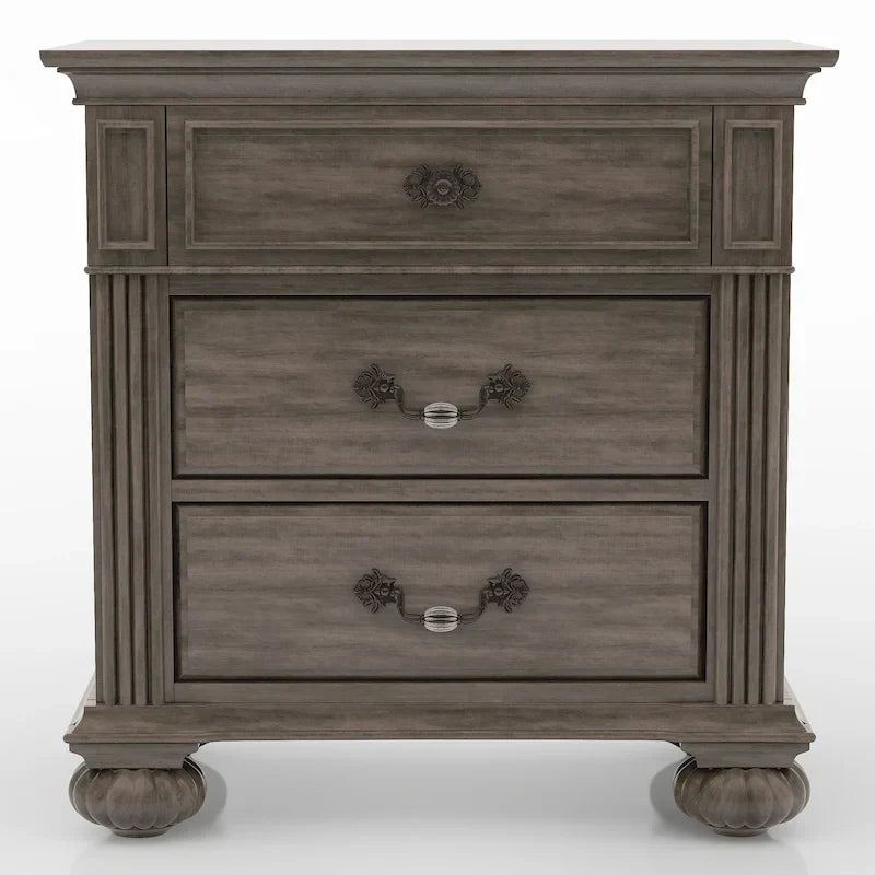 5-Piece Traditional Poster Bedroom Set, Grey Wood Finish, Classic Style – Image 16