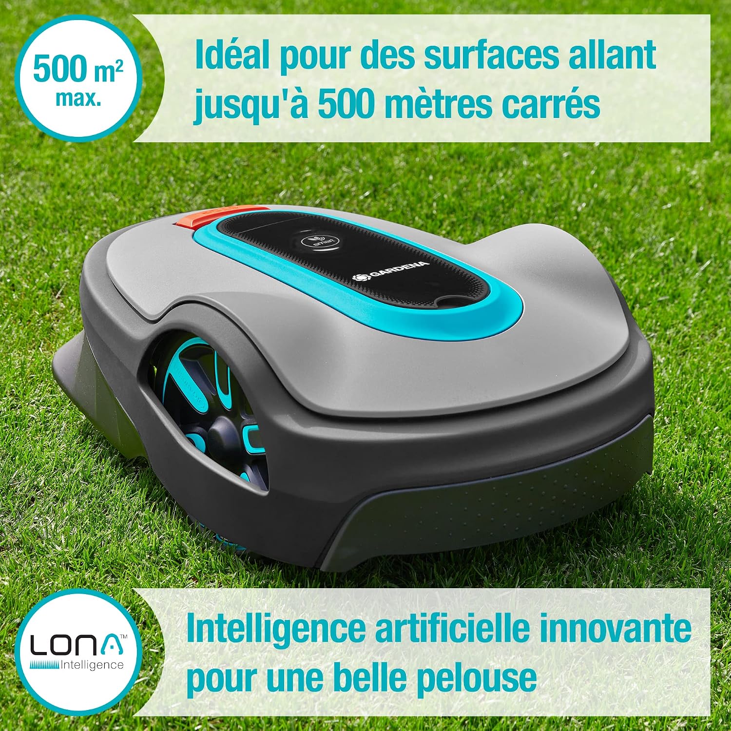 Gardena Tondeuse Robot Smart SILENO City 500 m² Set: Technologie Lona IA innovante, réglage Via Application, SensorControl, pour pentes 35% Max, passerelle Smart, FR-Version (19602-66) – Image 2