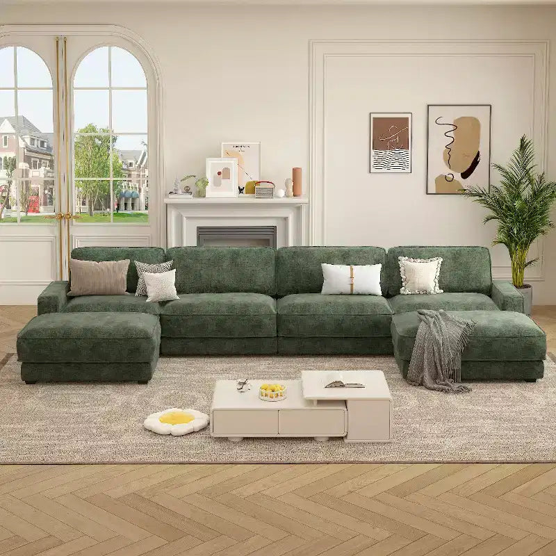 Dyonery 158 Extra Large Modular Sectional Sofa, CHENILLE Fabric with Deep Seat, Tool-Free Assembly – Image 5
