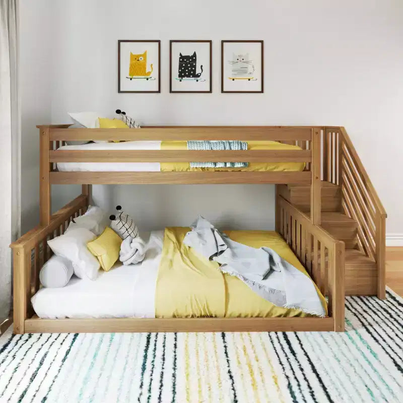 Max & Lily Wooden Twin over Full Low Bunk Bed for Kids with Staircase – Image 12