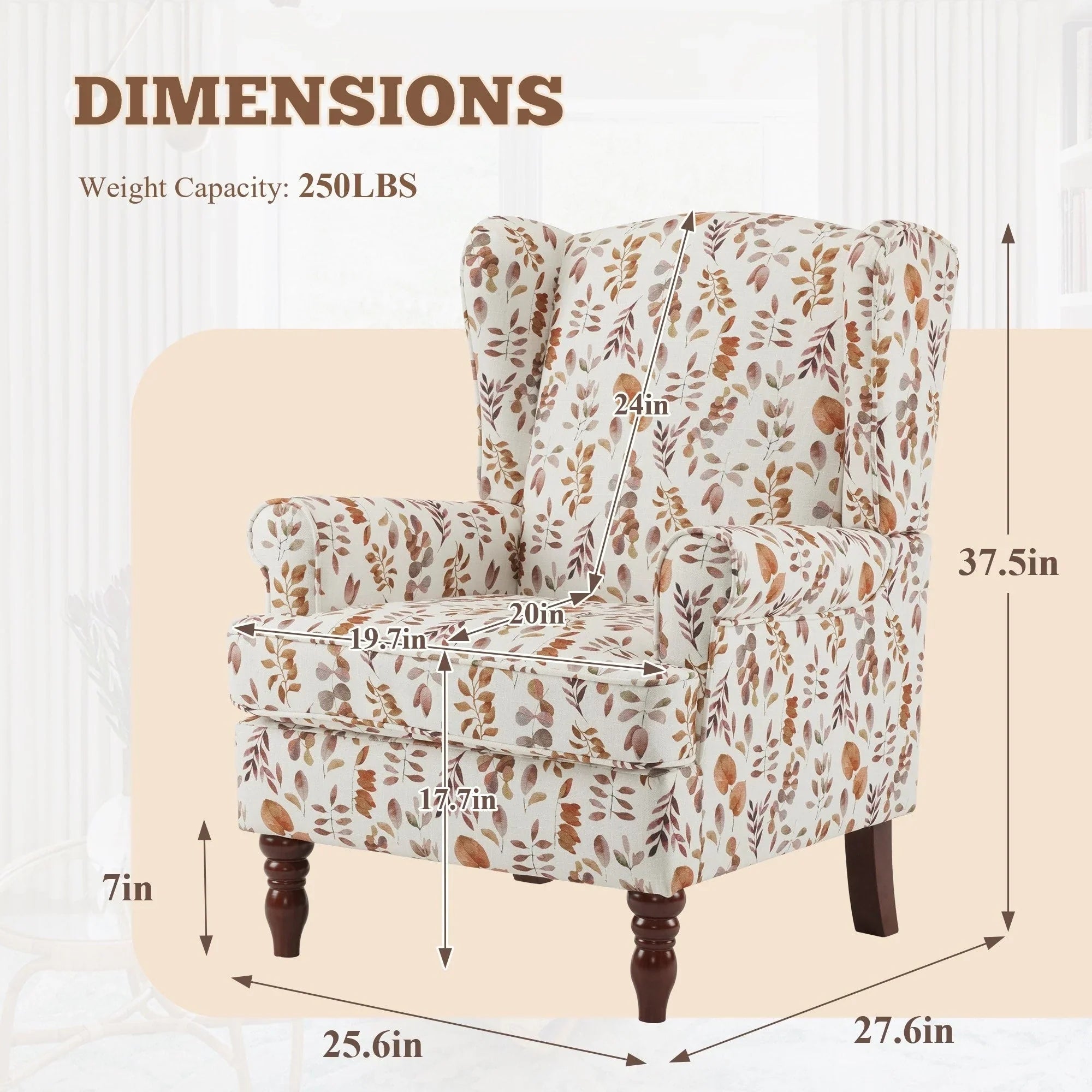 Erommy Modern Accent Chair, High Back Armchair, Upholstered Fabric Button Single Sofa with Wooden Legs for Living Room – Image 87