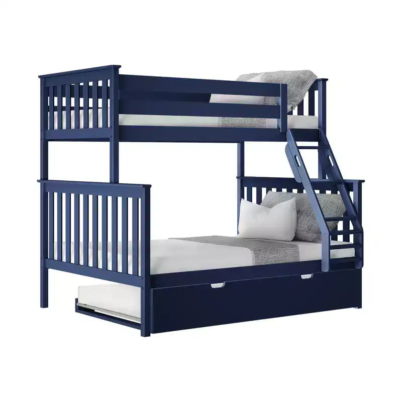 Max & Lily Solid Wood Bunk Bed, Twin over Full with Storage Trundle and Ladder for Kids – Image 14