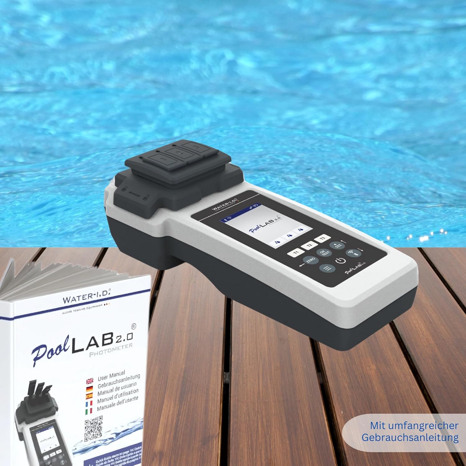 PoolLab 2.0 avec 70 pastilles de test et sac, édition spéciale pour MediMuc - 24 paramètres - App, logiciel - Mesure jusqu'à 3 paramètres dans un test + mallette de rangement vide – Image 3