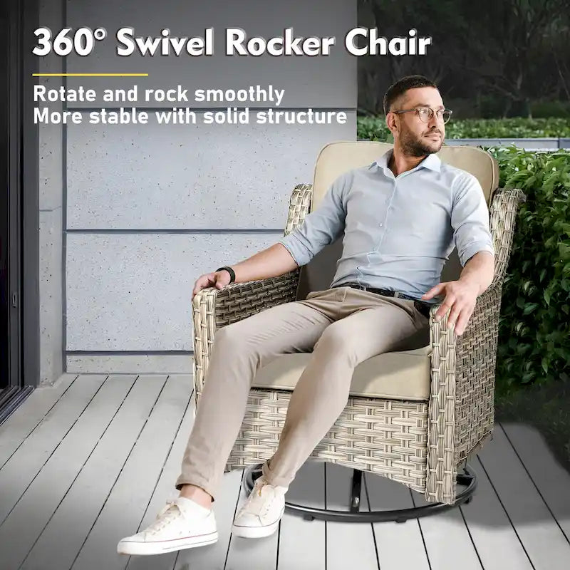 XIZZI 9-piece Outdoor Patio Furniture Conversation Set with Swivel Chair – Image 40