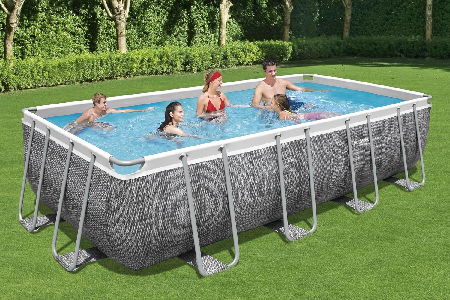 Bestway Piscine Hors Sol Rectangle Power Steel 549 x 274 x 122 cm rotin Gris – Image 2