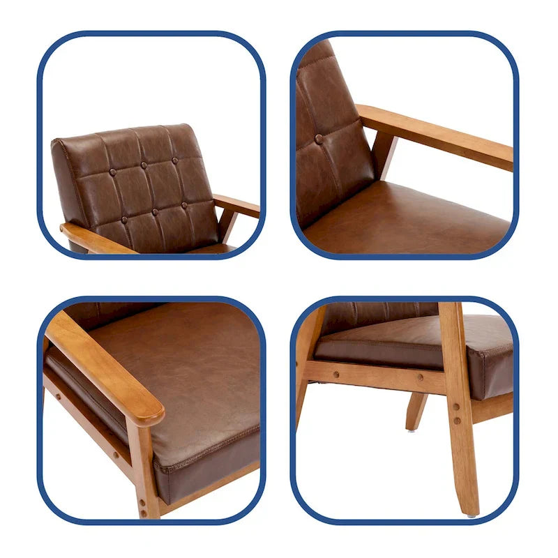 Mid Century Modern Accent Chairs Set of 2 with Side Table – Image 24