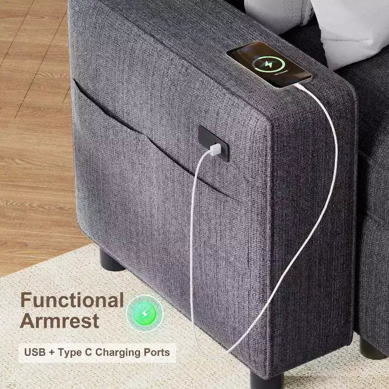 104 U-Shaped Convertible Sleeper Sofa Bed with Storage – Image 12