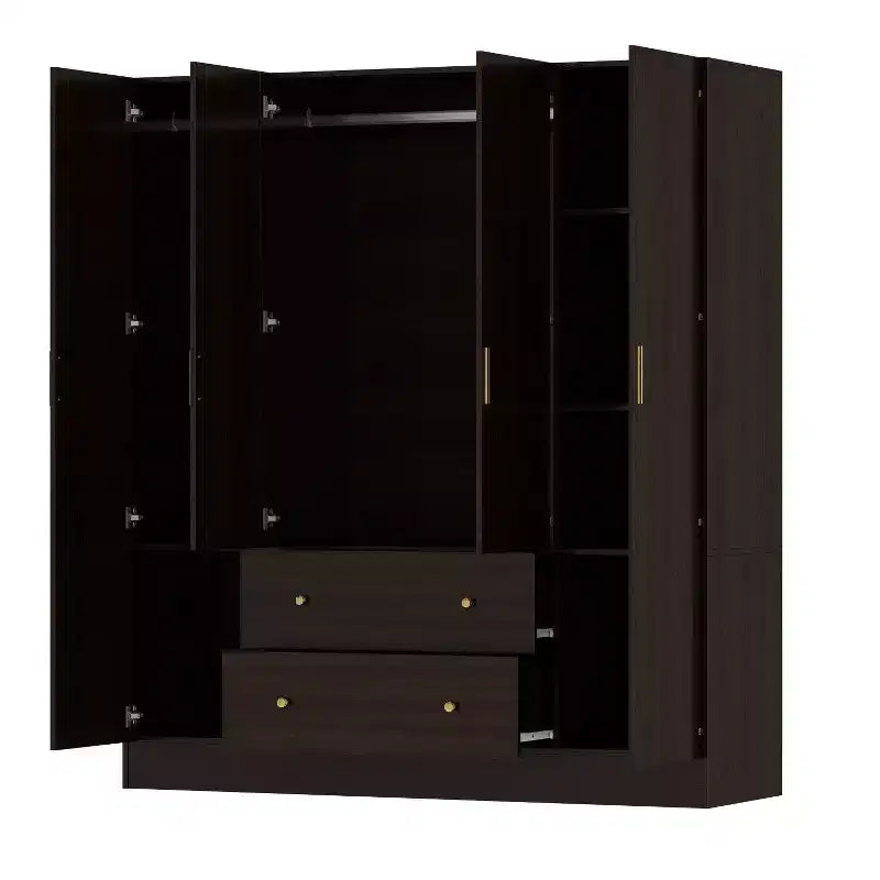 Hitow Armoire 2-Large Drawer Center Hanging Area with Mirror Minimalist Style – Image 6