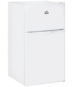 HOMCOM Double Door Mini Fridge with Freezer, 3.2 Cu.Ft Compact Refrigerator with Adjustable Shelf, Adjustable Thermostat