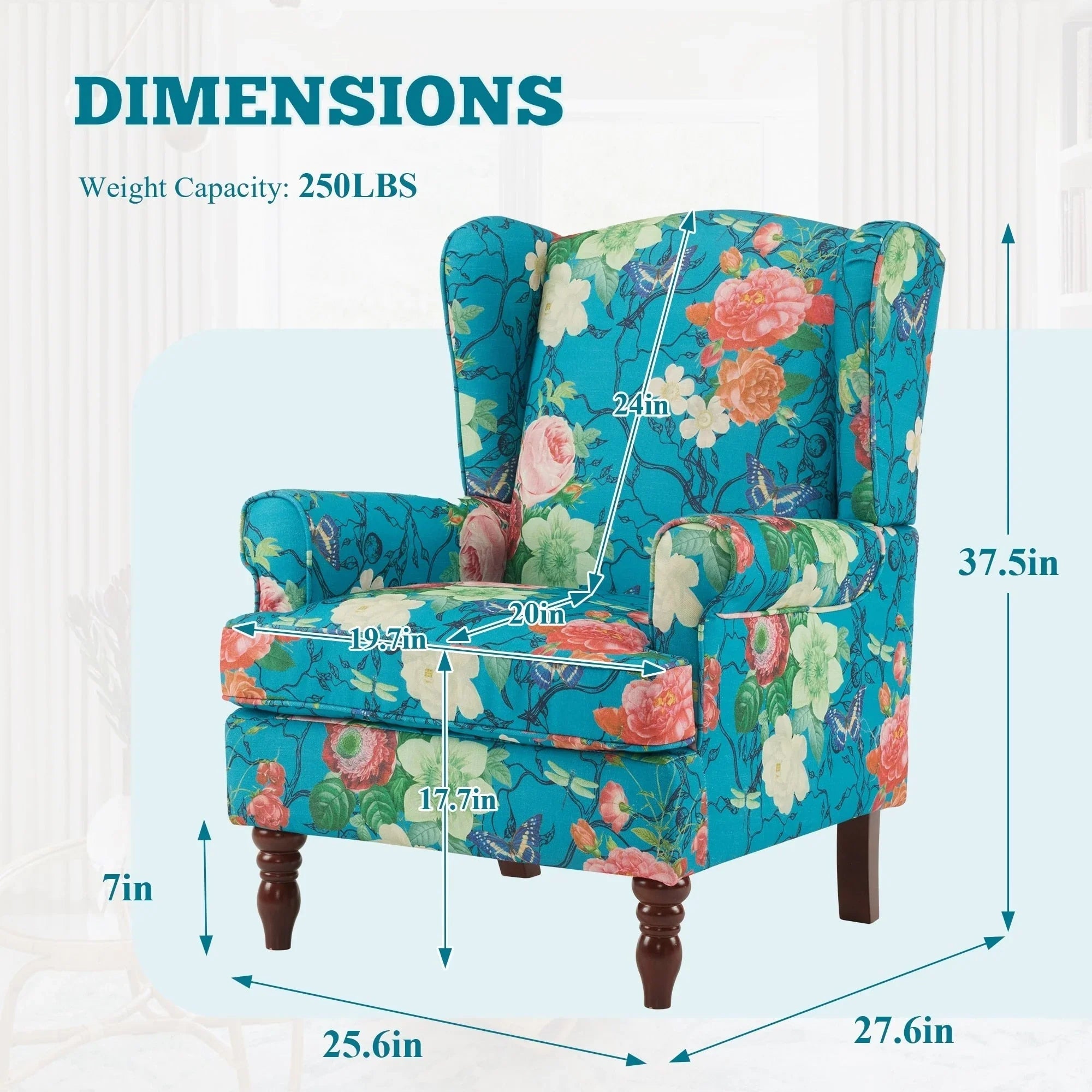 Erommy Modern Accent Chair, High Back Armchair, Upholstered Fabric Button Single Sofa with Wooden Legs for Living Room – Image 153