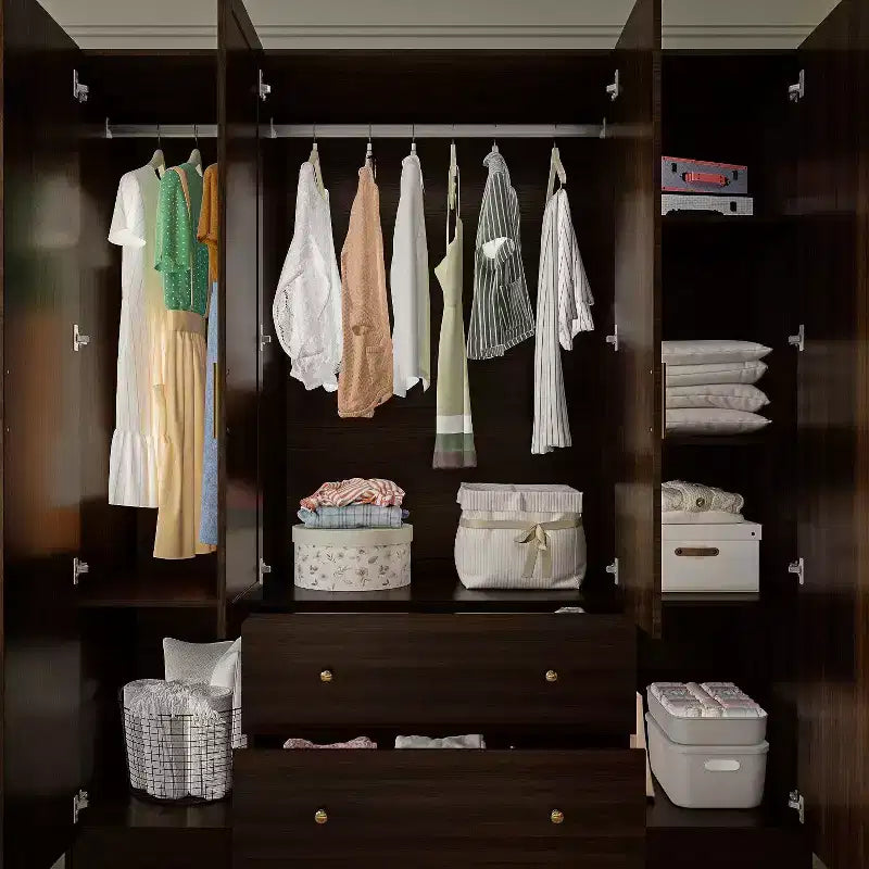 Hitow Armoire 2-Large Drawer Center Hanging Area with Mirror Minimalist Style – Image 7
