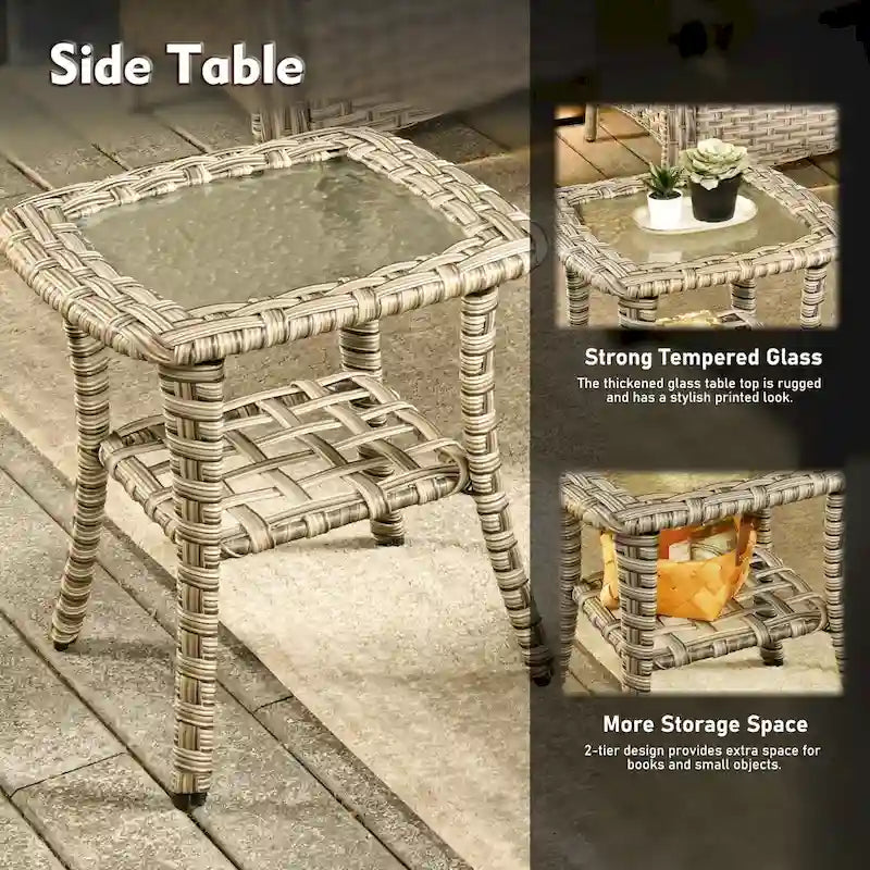 XIZZI 9-piece Outdoor Patio Furniture Conversation Set with Swivel Chair – Image 23