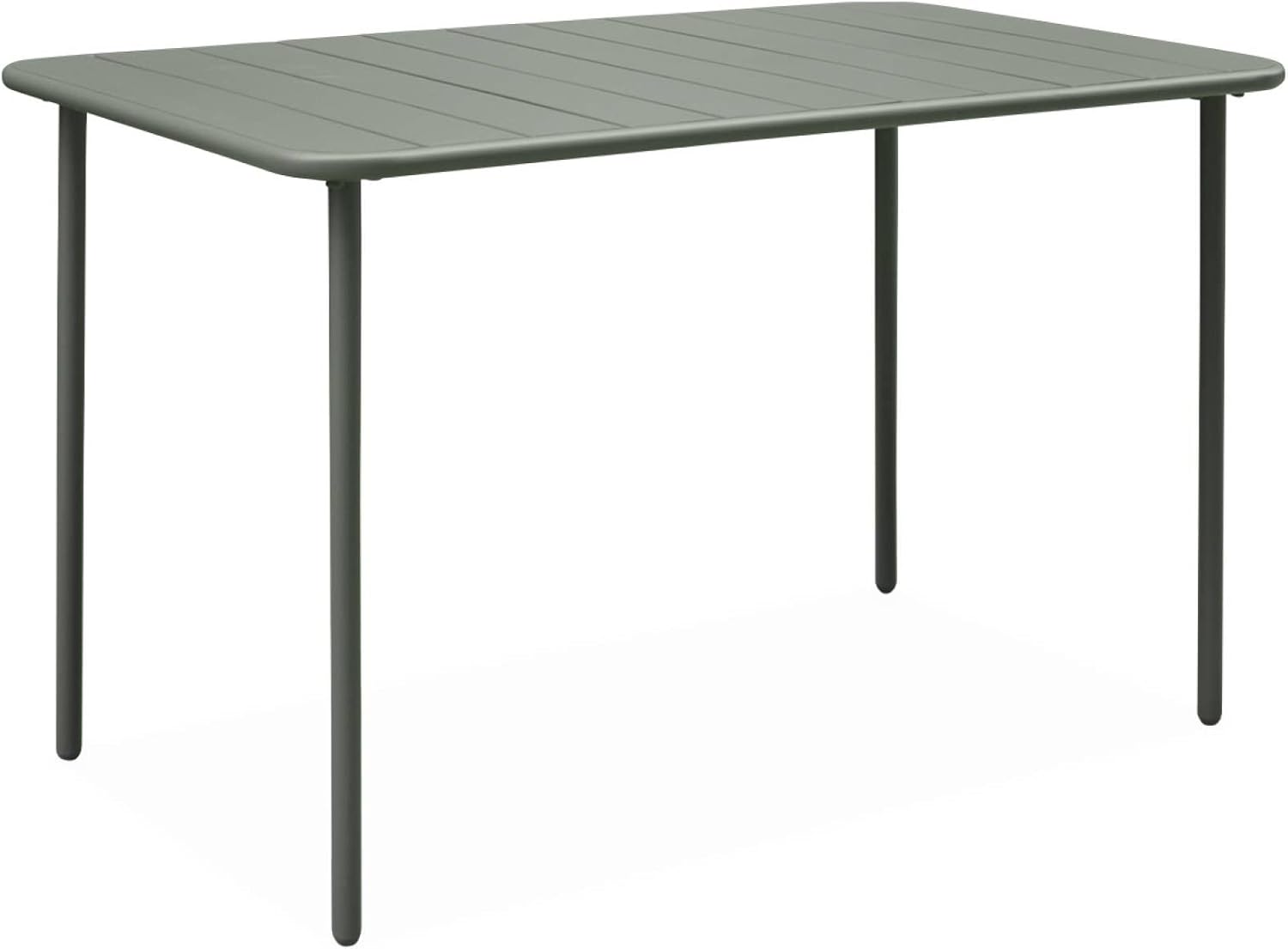 sweeek - Table de Jardin métal + 4 assises Anthracite en Kaki. Amelia. 120x70xH72.5cm – Image 5