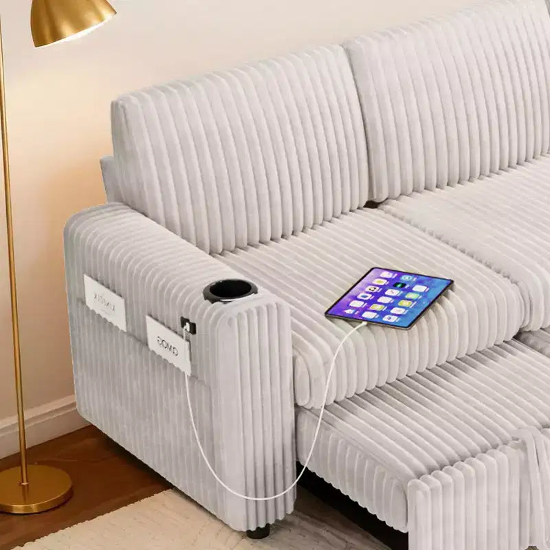 L-Shaped Sectional Sleeper Sofa with Pull-Out Bed, USB Ports & Storage – Image 13
