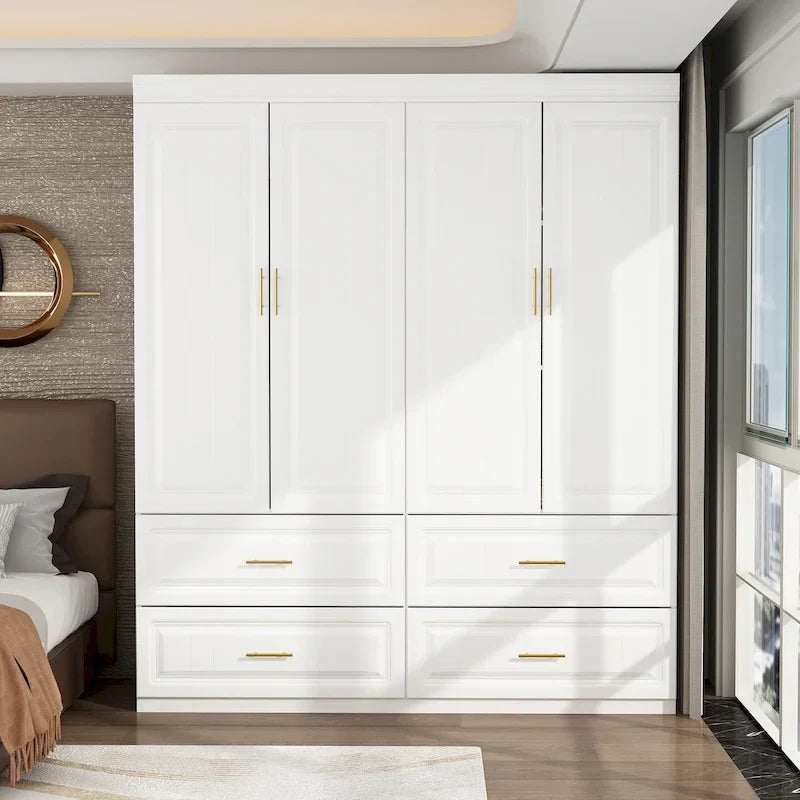 93.9H/74.2H Armoires Wardrobe Closet Cabinet Hanging Drawers Storage – Image 28