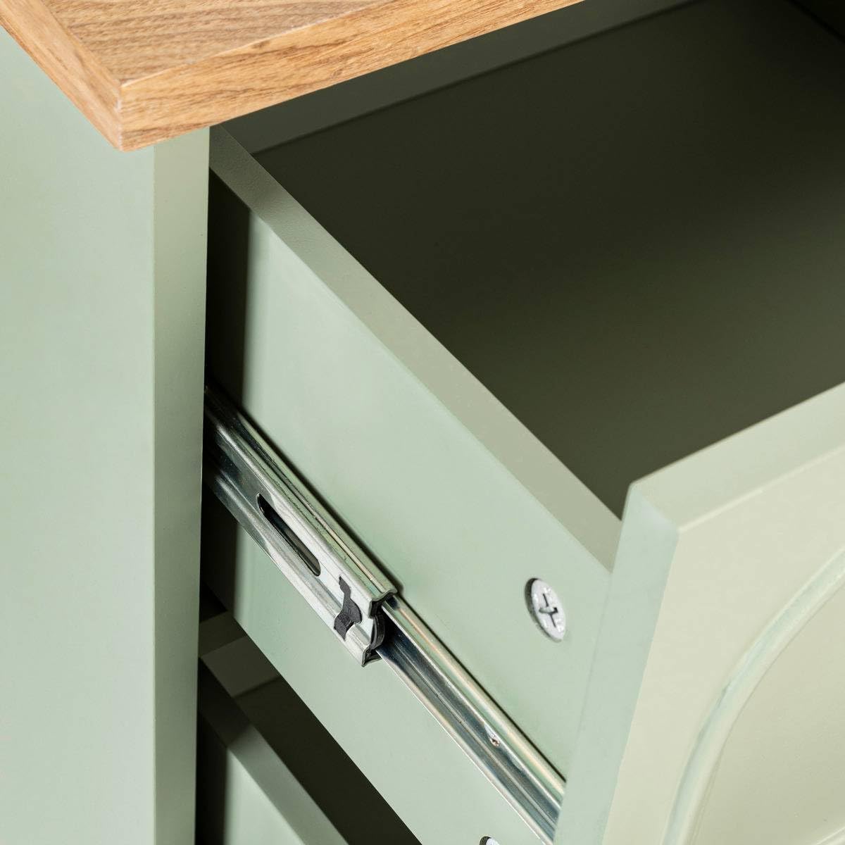 Atmosphera - Chiffonnier Mohea 5 Tiroirs Vert Céladon et Bois, L 45 x H 113 cm - Meuble de Rangement pour Chambre, Salon, Entrée – Image 5