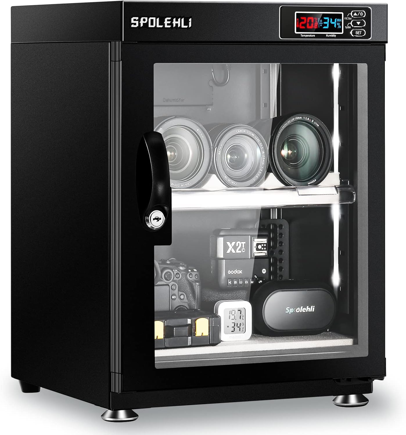 Armoire Sèche Pour Appareil Phot Déshumidificateur Numérique Boîte Sèche électronique 35l Avec Lumières Led Silencieux Et économie D'énergie Pour L'objectif De Caméra Et Le Stockage