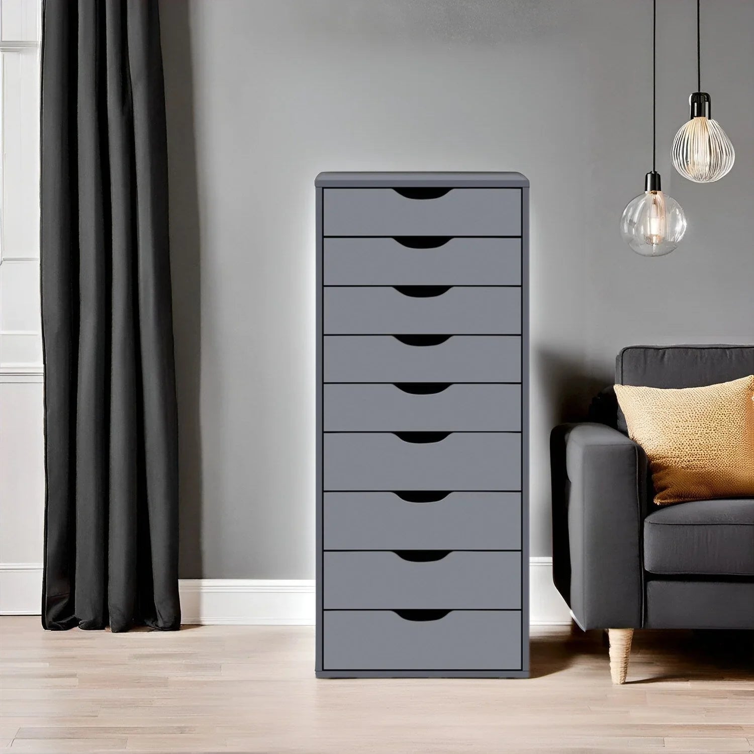Narrow Wooden 9-Drawer Cabinet with Smooth-Glide Drawers and Top Storage Shelf – Image 16