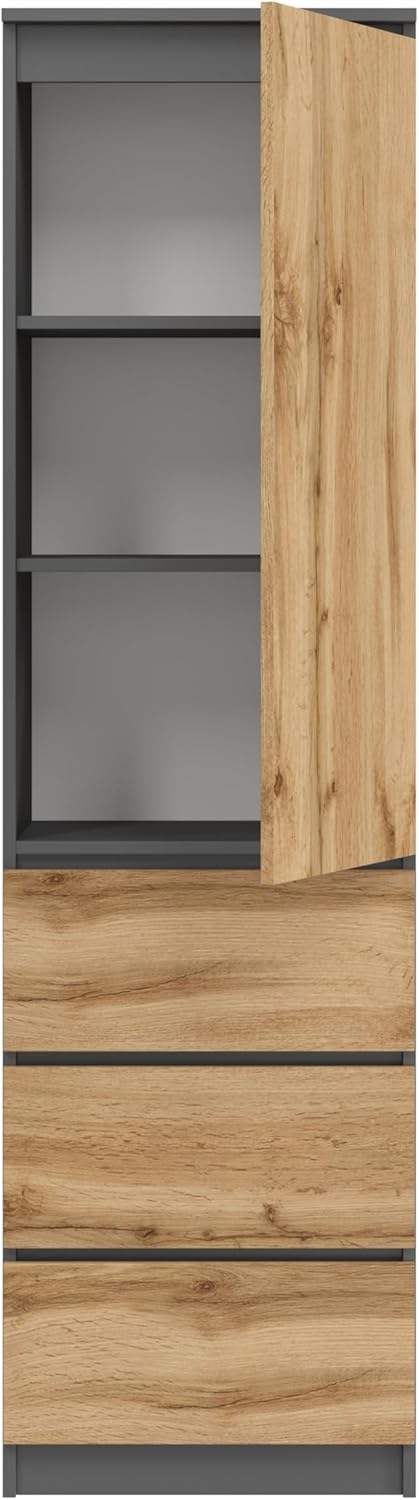 KUBUTKU Armoire Multi-usages avec 3 tiroirs 3 Compartiments et Portes - Armoire Universelle pour Bureau et Maison 180,5x50x40 cm Graphite/Chêne Wotan – Image 7