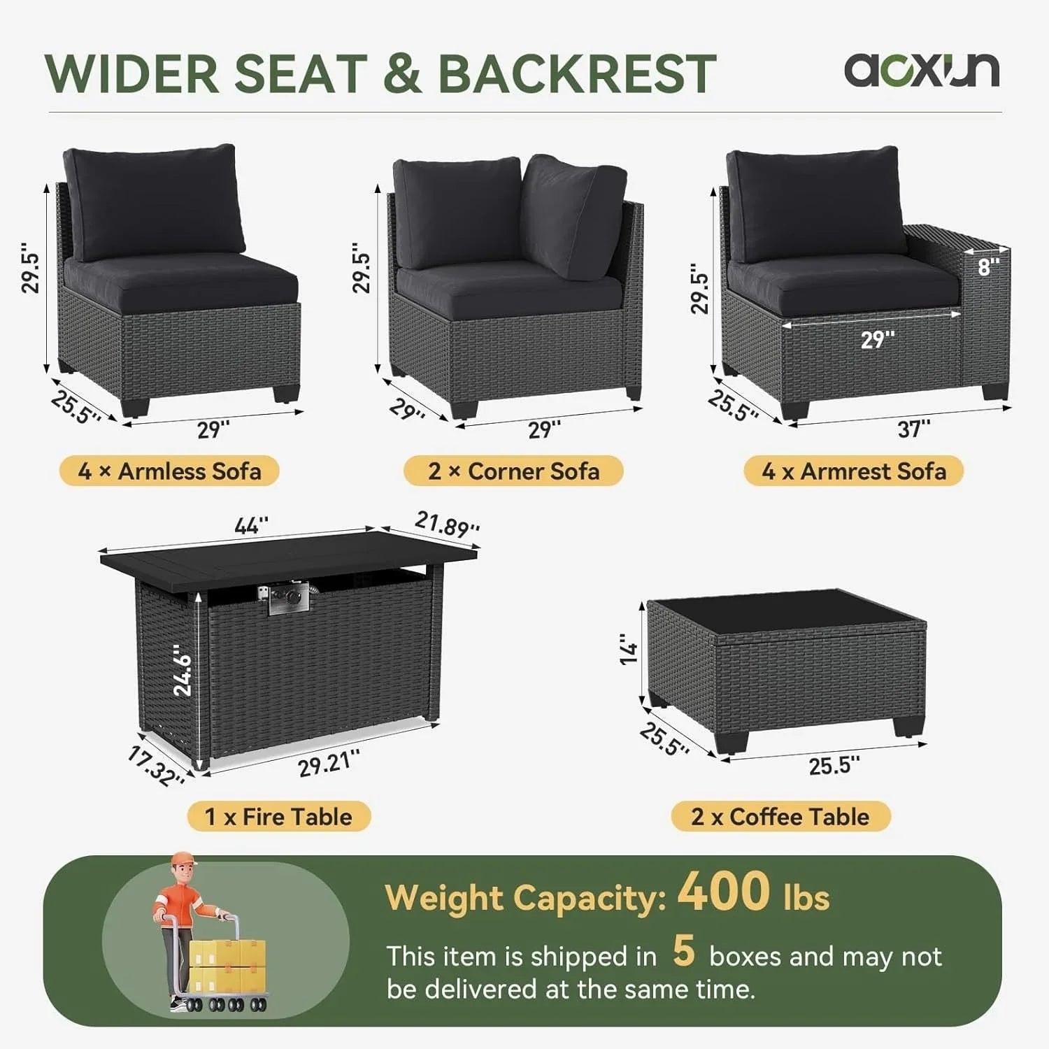 Outdoor Patio Furniture Sets with 4in Thicken Cushion – Image 11