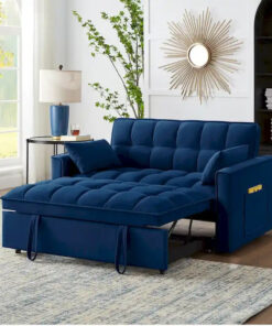 4 in1 Loveseat Sofa Bed with Armrests & Storage Pockets, Multi-Function Tufted Pull-out Sofa Bed with Adjustable Backrest