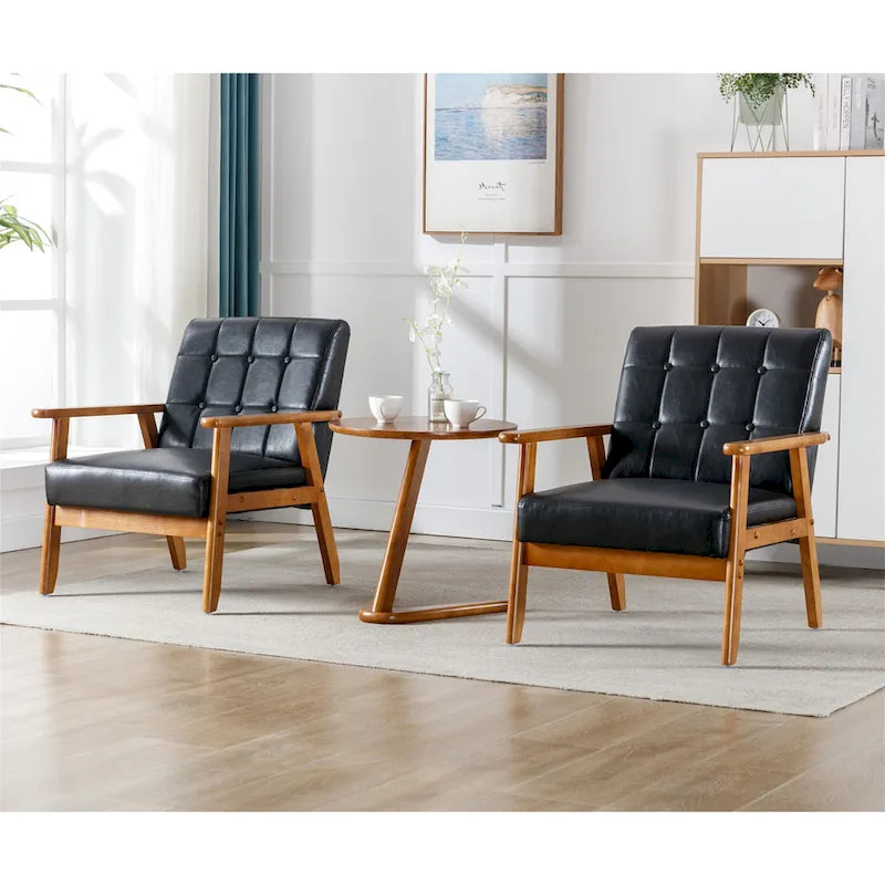 Mid Century Modern Accent Chairs Set of 2 with Side Table – Image 26