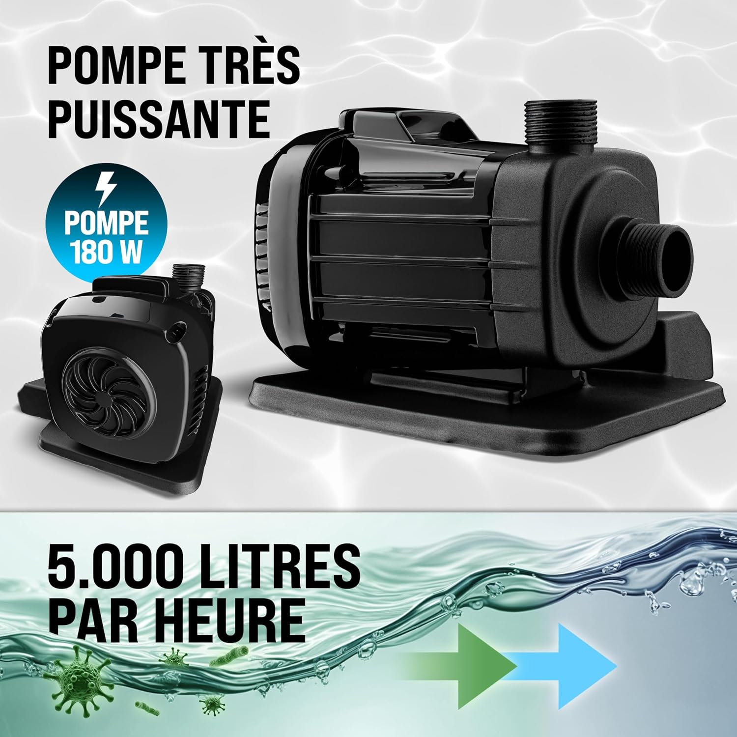 MONZANA® Pompe filtre à sable 5 m³ auto-amorçante pour piscines jusqu'à 15 m³ boules vanne 7 voies raccord 2en1 Ø32-38mm système de filtration à sable – Image 2